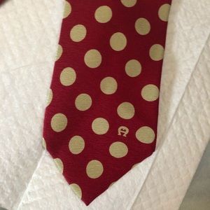Red and gold polka dot tie
